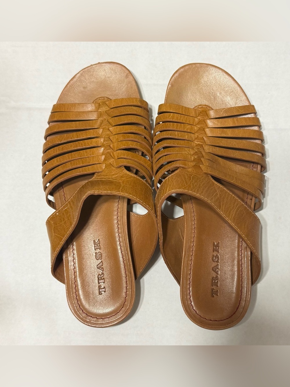 Trask Cognac Multi-Strap Slide Sandals size 8